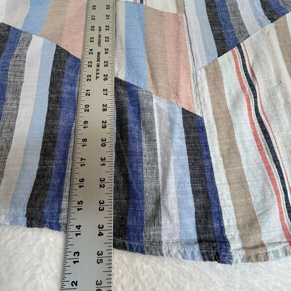 Cynthia Ashby Womens Oversized Striped Tunic Top Large Linen Blend Multicolor - Picture 10 of 10